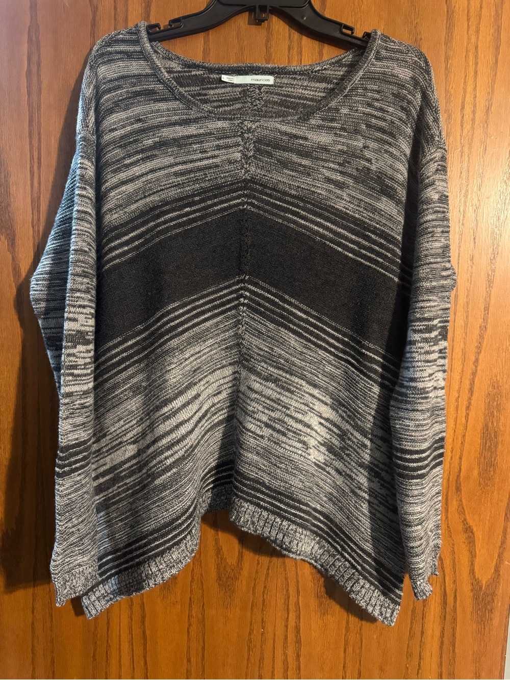 Maurices Black & Gray Striped Chevron Knit Sweater